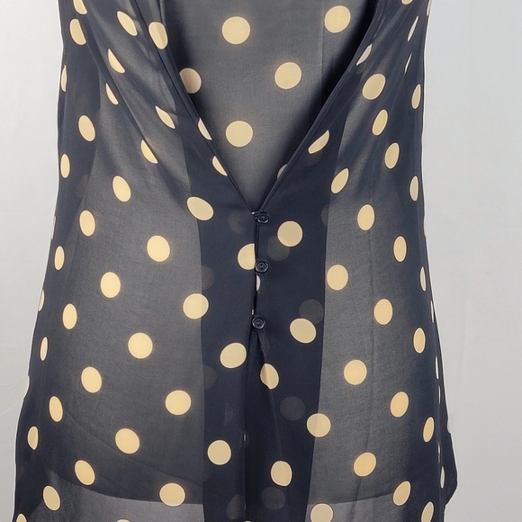 Sans Souci Black Sleeveless High Low Tank Top with Tan Polka Dots Small NWOT - Picture 6 of 7